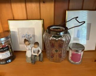 Glass Painted Lantern Framed Prints Willow Tree Figurine