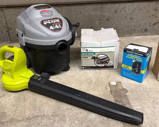 Shop Vac Electric Pump Hydraulic Jack And Leaf Blower