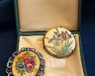 Cloisonn Needlepoint Brooches