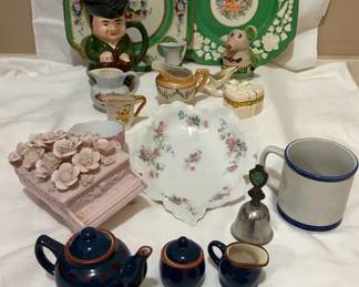 Vintage Porcelain Ceramic Lot Plates Mini Tea Set Figurines Creamers