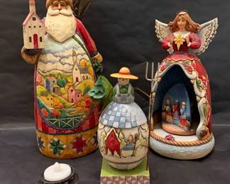 Jim Shore Heartwood Creek Christmas Figurine Lot Santa Angel And Snowman