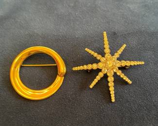 Monet Circle Star And Crystal Brooch