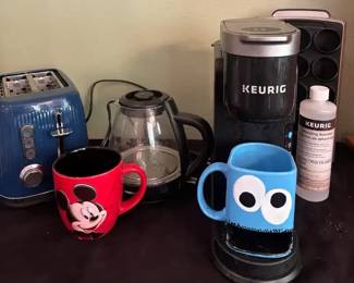Keurig Coffee Maker Pod Holder and Oster Toaster