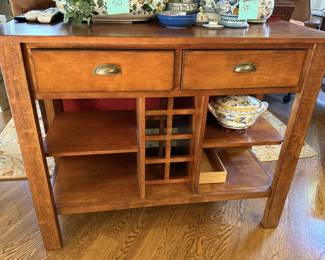 Traditional wood server wine console