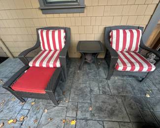 Patio furniture - chairs, ottoman & side table