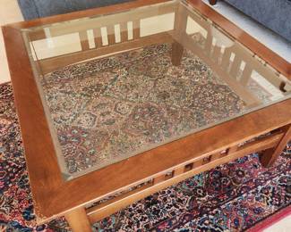 Ethan Allan Mission Style Glass/Wood Coffee Table
