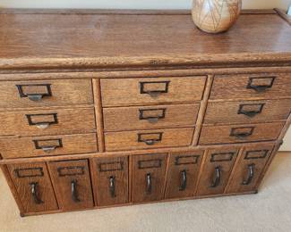 Antique Quarter-Sawn Oak Card Catalog System Cabinet. 