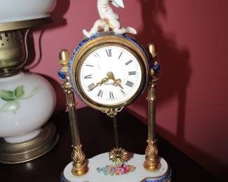 Antique porcelain & brass clock
