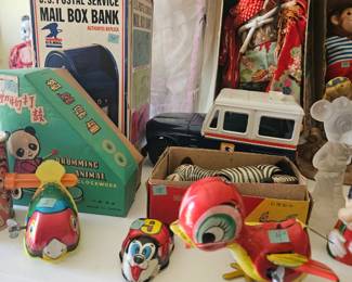 old metal and tin toys some automatons