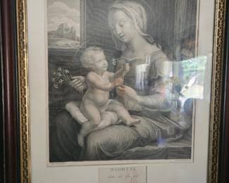 Rare Antique Italian Madonna & Child Lithograph