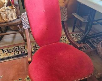 Quirky red velvet boudoir chair