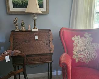 Pair of mohair wing chairs