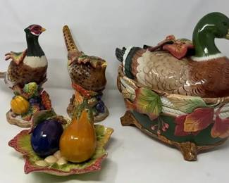 Fitz  Floyd  Huntington Duck Tureen  Pheasant Candleholders  More