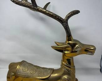 Vintage MCM Large Brass Reindeer