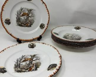 G. Brachet  Limcolor Terrason Hunting Themed 2 9 Plates  5 9 Bowls