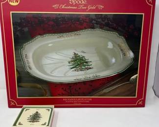 Spode  Christmas Tree Gold  21 Rectangular Serving Platter  Set Of 6 Spode Christmas Coasters