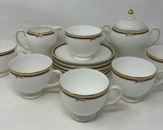 Wedgewood Clio Tea  Saucer Set With Sugar Bowls  Creamer
