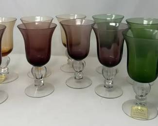 Lenox Colore Crystal Water Goblets  Amethyst Verde  Sienna