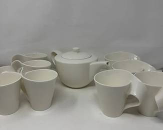Villeroy  Boch New Wave White 10oz Coffee Mugs  Set Of 8  Tea Kettle