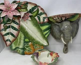 Fitz  Floyd Elephant Wall shelfsconce  Jungle Lilly Bowlplatter  Orchids Bowl