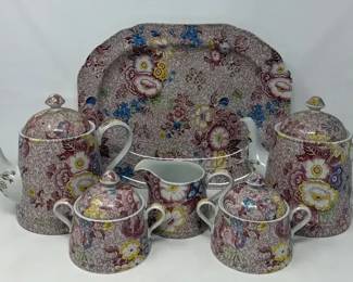 Spode  Florence Chintz Pattern  Pink Floral Tea Set  Serving Tray