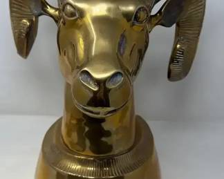Large Vintage Brass Rams Head  Midcentury Modern