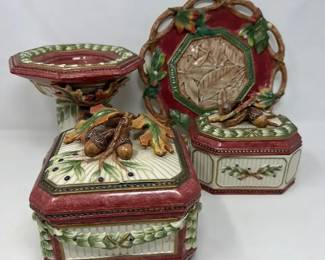 Fitz  Floyd Classics Equestrian  Lidded Boxes  Candleholders 