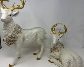 Fitz  Floyd Bonita Standing And Sitting Reindeer Figurines