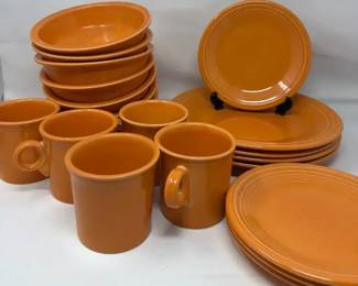 Fiesta Ware  Orangetangerine  7 Salad Plates Set Of 4  10 12 Plates Set Of 4  Bowls  Cups