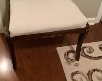 Mahogany foot upholstered bench matching bedroom suit.