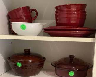 Red everyday China, bean pots.
