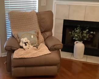 Brown recliner.
