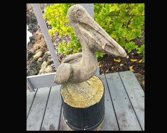 Cement Pelican with Fish