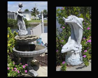 Large Fountain with Repairs and Dolphins