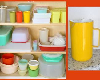 Vintage Tupperware and Arabia Finel Finland Enamel Pitcher