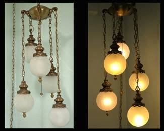Mid Century/Hollywood Regency Style 5 Globe Hanging Swag Lamp