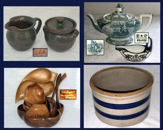 Gulch Pottery, Royal Ducal Teapot, Monkeypod Salad Set & Butter Crock 