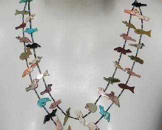TwoStrand Fetish Necklace  Zuni