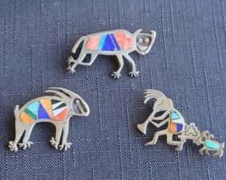 ROCK KRITTERS Sterling SemiPrecious Brooches