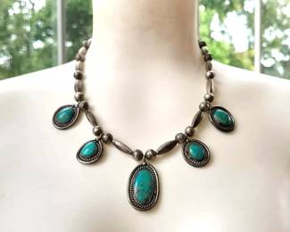 Native Silver Turquoise Necklace