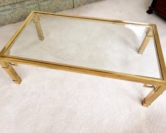 MASTERCRAFT Greek Key Brass And Glass Coffee Table
