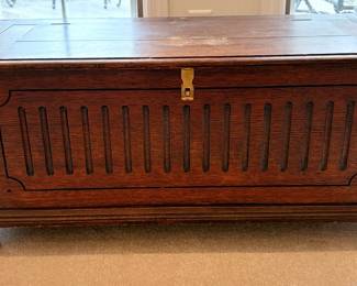 Solid Wood Vintage Carved Storage Trunk