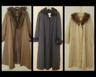 Vintage FurTrimmed Trench Coat Trio