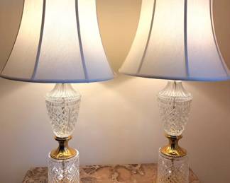 Pair Of Elegant Vintage Crystal Table Lamps