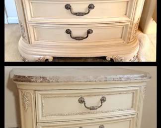 Pair Of THOMASVILLE Novara Marble Top Nightstands Bellasera Collection