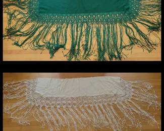 Wool Piano Shawls Green And Cream