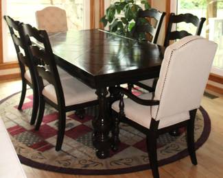 Traditional Dark Wood Formal Dining Set W/ Trestle Style Table