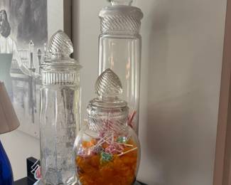 Glass candy holder set