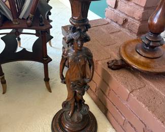 Carved lady candle stand