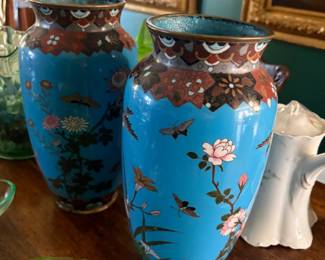 Blue asian vases